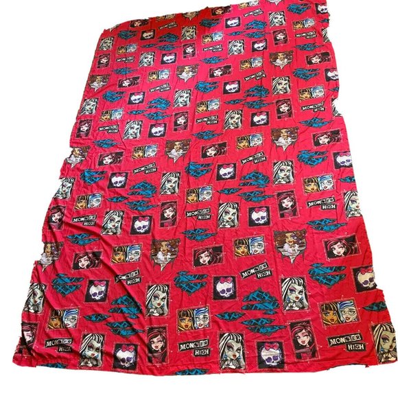 Pink MONSTER HIGH Twin Flat Bed Sheet - Pink With Assorted Colorful Graphics - Picture 4 of 9